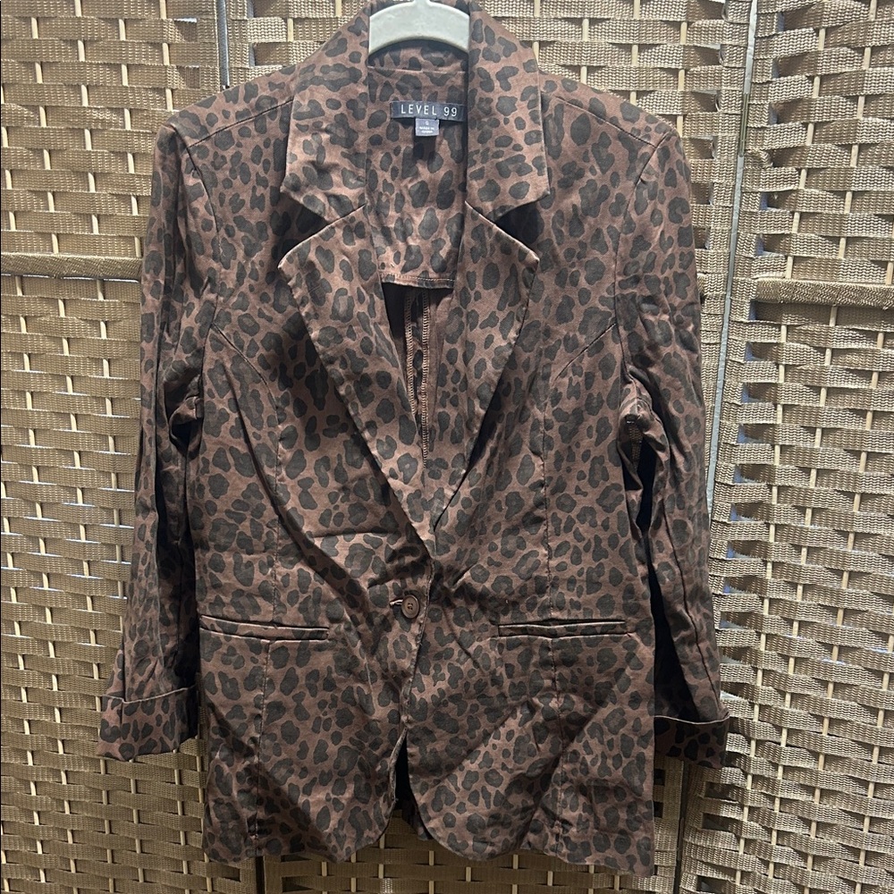 Leopard Print Brown Blazer